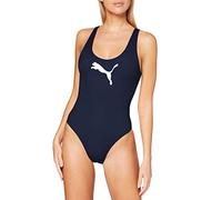 PUMA Swim Women's 1 Piece Swimsuit, Dark Blue, size Medium