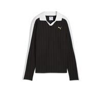 PUMA Women's T7 Relaxed Long Sleeve Polo, Puma Black, S