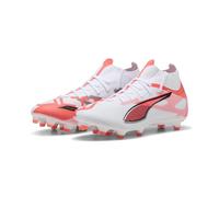 PUMA Women's Ultra 5 Match+ FG/AG WN's Soccer Shoe, White Black-Glowing RED, 3.5 UK