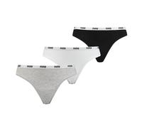 PUMA - Women's Underwear - String - Thong (3-Pack) Panties, White/Gray/Black, L
