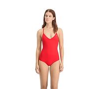 PUMA Women's V-Neck Crossback One Piece Swimsuit, red, XS