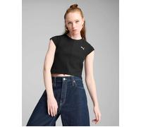 PUMA Women's Wardrobe Ess Ribbed Baby Tee - Black - Size: Medium
