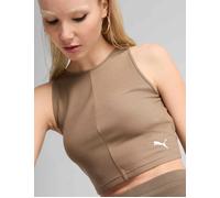 PUMA Women's Wardrobe Ess Ribbed Crop Top - Totally Taupe - Brown - Size: Small