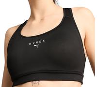 Puma X HYROX Mid Impact Womens Sports Bra Black Moisture Wicking Gym Workout Run