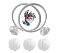 PUMEXFE 5PC Fish Betta Ring Filter Balls Set Exercise Toy Training Loop with Suction Cup Nitrifying Ball Enrichment Aquarium Toys for Fish Turtle Tank (White)