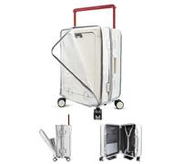 PUMHUBO Wide Handle Luggage Cover - Retractable Travel Suitcase Covers for Luggage, Transparent PVC Suitcase Protector Cover, Front Opening, 24 inch (Right opening), No Disassembly Wide Handle Luggage