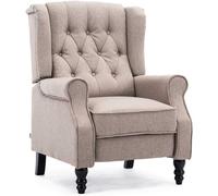 (Pumice) Althorpe Wing Back Fireside Recliner Fabric Bonded Leather Occasional Armchair Sofa Chair