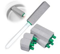 Pumice Stone for Toilet, 4 Pumice Cleaning Stones Refills with Extra Long Non Slip Long Handle, Toilet Pumice Stone Sticks Hard Water Ring Stains for Kitchen/Bath/Pool/Household Cleaning