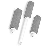 Pumice Stone Toilet Bowl Cleaner with Extra Long Handle, Replaceable Rim Limescale Cleaning Stones Stick Refills, Hard Water Stain Remover Brush for Sink, Pool, Bathtub, Tiles, Grills (Grey, 3 Pack)
