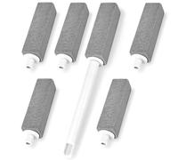 Pumice Stone Toilet Bowl Cleaner with Extra Long Handle, Replaceable Rim Limescale Cleaning Stones Stick Refills, Hard Water Stain Remover Brush for Sink, Pool, Bathtub, Tiles, Grills (Grey, 6 Pack)