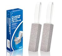 Pumice Stone Toilet Bowl Cleaning Scouring Pad&Stick with HandlePowerfully Cleans Away Limescale StainHard Water Rings Calcium BuildupIron and Rust. Remover for Tile Bathtub Kitchen Household 2 Pack