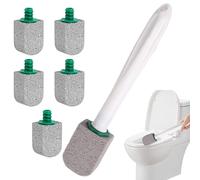 Pumice Stone Toilet Cleaner - ABS Stone Long Handle Brush | Toileť Bowl Scrubber With Replaceable Heads, Hard Water Stain Removal, Deep Cleaning | Toilet Cleaning Tool Bathroom Use, Household Care