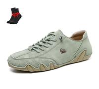 Pumio Alpaca Barefoot Shoes,Non-Slip Lightweight Slip On Sneakers,Ergonomic Breathable Leather Barefoot Shoes for Men Women (6.5,Apple Green (with Velvet))