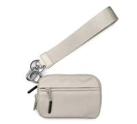 Pumio Iris' Wallet 2nd Gen Card with Transparent ID Window Various Occasions Nylon,6×3.6" The Iris Pouch Wristlet Credit Card Holder with Zipper Hand Strap (Beige)