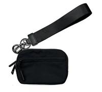 Pumio Iris' Wallet 2nd Gen Card with Transparent ID Window Various Occasions Nylon,6×3.6" The Iris Pouch Wristlet Credit Card Holder with Zipper Hand Strap (Black)