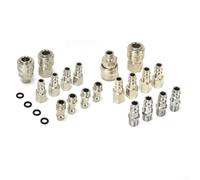 Pumixiy 10pcs Air Compressor Connector Kits 1/4 for BSP Quick Coupling Air Hose Fittings Nickel-Plated Copper for Pneumatic Tools and Compressors Euro Airline Hose(A)