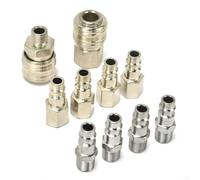 Pumixiy 10pcs Air Compressor Connector Kits 1/4 for BSP Quick Coupling Air Hose Fittings Nickel-Plated Copper for Pneumatic Tools and Compressors Euro Airline Hose(B)