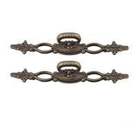 Pumixiy 2 Pcs Bronze Alloy Cabinet Door Handles, Vintage Split Drawer Pulls with 100mm Hole Centers, Decorative Retro Style Furniture Handles