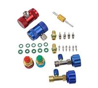 Pumixiy 29 Piece AC Quick Coupler Kit Compatible with R1234YF and R134A - High and Low Side Connectors, Brass Quick Connect Fittings, Automotive AC