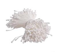 Pumixiy 2mm Mini Flower Stamen - Retro Matte Double-Headed Floral Center for DIY Wedding Decor, Christmas Craft, Scrapbooking & Fake Flower Arrangements(White)