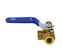 Pumixiy 3-Way Brass Ball Valve L/T Bore, For Water Oil Gas Plumbing Fixture 1/4" 3/8", 1/2", 3/4" 1" Internal Thread Fixed Structure Manual Lever(DN8 T type)