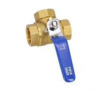 Pumixiy 3-Way Brass Ball Valve L/T Bore, For Water Oil Gas Plumbing Fixture 1/4" 3/8", 1/2", 3/4" 1" Internal Thread Fixed Structure Manual Lever(DN20 L type)