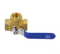 Pumixiy 3-Way Brass Ball Valve L/T Bore For Water Oil Gas Plumbing Fixtures Internal Thread 1/4" 3/8" 1/2" 3/4" 1" ISO 228 Standard Manual Lever Valve -20°C To 120°C(DN20 T type)