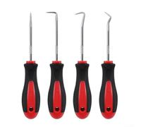 Pumixiy 4 In 1 Car Removal Tool Set Straight 90 Degree Full Angled Hook Pick Kit For O-Ring Seal Gasket Puller Engineer Technician Hobbyist 150Mm Length Black Red Handle(A)
