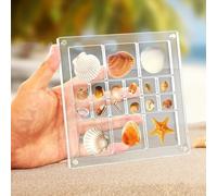 Pumixiy 9 Grid Display Case for Mini Shell Collection and Starfish with Transparent Acrylic Organizer for Beach Treasures and Craft Supplies(A)