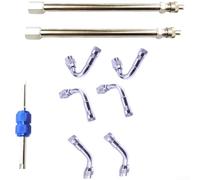 Pumixiy 9-Piece Brass Tire Inflation Extension Set with 90 Degree Valve Stem Extender Copper Tubeless Tire Adapter for Motorcycle and Automotive Air(Blue)