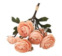 Pumixiy Artificial Camellia Bouquet - Premium Silk Floral Decoration for DIY Wedding Arrangements, Table Centerpieces & Photo Props, 32 cm Flexible Stem(Light orange)