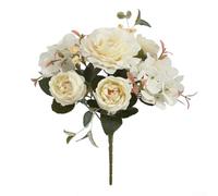 Pumixiy Autumn Style Artificial Peony and Hydrangea Bouquet - Elegant Fake Flowers for Wedding Centerpieces, Home Decorations and DIY(White)
