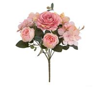 Pumixiy Autumn Style Artificial Peony and Hydrangea Bouquet - Elegant Fake Flowers for Wedding Centerpieces, Home Decorations and DIY(shallow Pink)