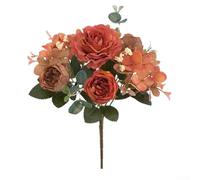 Pumixiy Autumn Style Artificial Peony and Hydrangea Bouquet - Elegant Fake Flowers for Wedding Centerpieces, Home Decorations and DIY(Autumn)