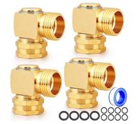 Pumixiy Brass Garden Hose Swivel Elbow Adapter 90 Degree Fitting with 3/4 Inch GHT Connection for Flexible Water Flow and Hose Kink Prevention in Lawn Maintenance(4PCS)