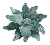 Pumixiy Christmas Velvet Artificial Flowers, Embellished with Shimmering Sequins, Lifelike Floral Design for Seasonal Décor, Ideal for Wreath and Tree(Green)