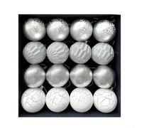 Pumixiy Colorful Christmas Ball Ornaments 16 Pcs 6cm Plastic Xmas Tree Decor with Hanging Strings for Holiday Seasonal Home Garden Decoration(Silver)