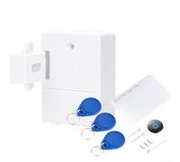 Pumixiy Electronic Drawer Lock with RFID Card Access Keyless Cabinet Lock Contained DIY Furniture in Compact Invisible Pattern for Installation Abs Fabric(White)
