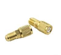 Pumixiy for HVAC Gauge Adapter Set of 2 Pieces with 5/16 Male SAE to 1/4 Female SAE Threaded Coupler for R410A and R32 Systems, Brass Air Conditioning Fitting