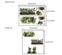 Pumixiy Green Leaf Plant Wall Sticker, Large Format 62x70cm PVC Mural Art Decal, Waterproof Removable Home Decor for Living Room, Bedroom, Bathroom, Kitchen