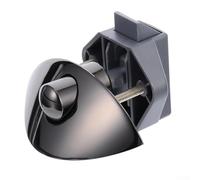 Pumixiy Half-Moon Push Button Catch Lock for RVs, Yachts, Trailers & Campers - Zinc Alloy Handle, Nylon Base, Fits 14-16 mm Door Thickness, Si(GRAY)