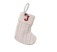 Pumixiy Holiday Christmas Stocking Featuring White Snowflake Alphabet Design for Tree Decorations and Festive Atmosphere(J)