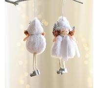 Pumixiy Holiday Season Angel Girl Ornaments - 4-Pack Christmas Tree Decorations with Sweet-Faced Expressions and Cozy Fabric Details for Home Decor