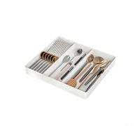 Pumixiy Kitchen Drawer Divider Adjustable Cutlery Tray Expandable Utensil Organizer for Silverware Storage Holder Large Capacity Plastic Organizer(A)
