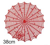 Pumixiy Lace Spider Web Design Round Table Mat 15 Inch Halloween Centerpiece with Easy Maintenance Polyester for Themed Gatherings and Decor(red)