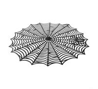 Pumixiy Lace Spider Web Design Round Table Mat 15 Inch Halloween Centerpiece with Easy Maintenance Polyester for Themed Gatherings and Decor(Black)