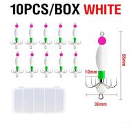 Pumixiy Luminous Fishing Hooks, Squid Jig with Glow-in-the-Dark Technology, Six-Claw Hook for Reliable Penetration, Designed for Octopus and Saltwater(White-10pcs)