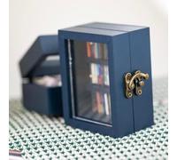 Pumixiy Mini Bookshelf for Anxiety Relief with 60 Mini Books, Wooden Desktop Stress Relief Decor for Home and Office, Shake and Reset Relaxation(Blue)