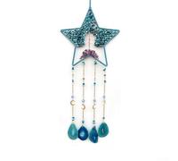 Pumixiy Moon Star Dreamcatcher with Agate and Crystal Beads - Tree of Life Wall Hanging for Positive Energy, Natural Stone Suncatcher for Balcony or Porch(Stars)