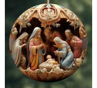 Pumixiy Nativity Christmas Ornament of the Holy Birth - 2025 Acrylic Collectible with Stained Glass Design for Tree(E and E)